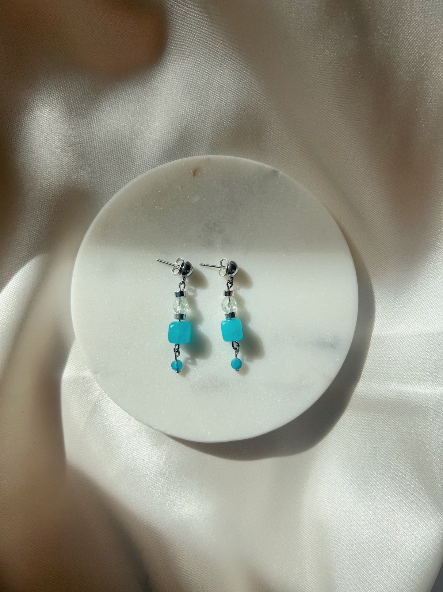 Aqua Charm Drop Earrings