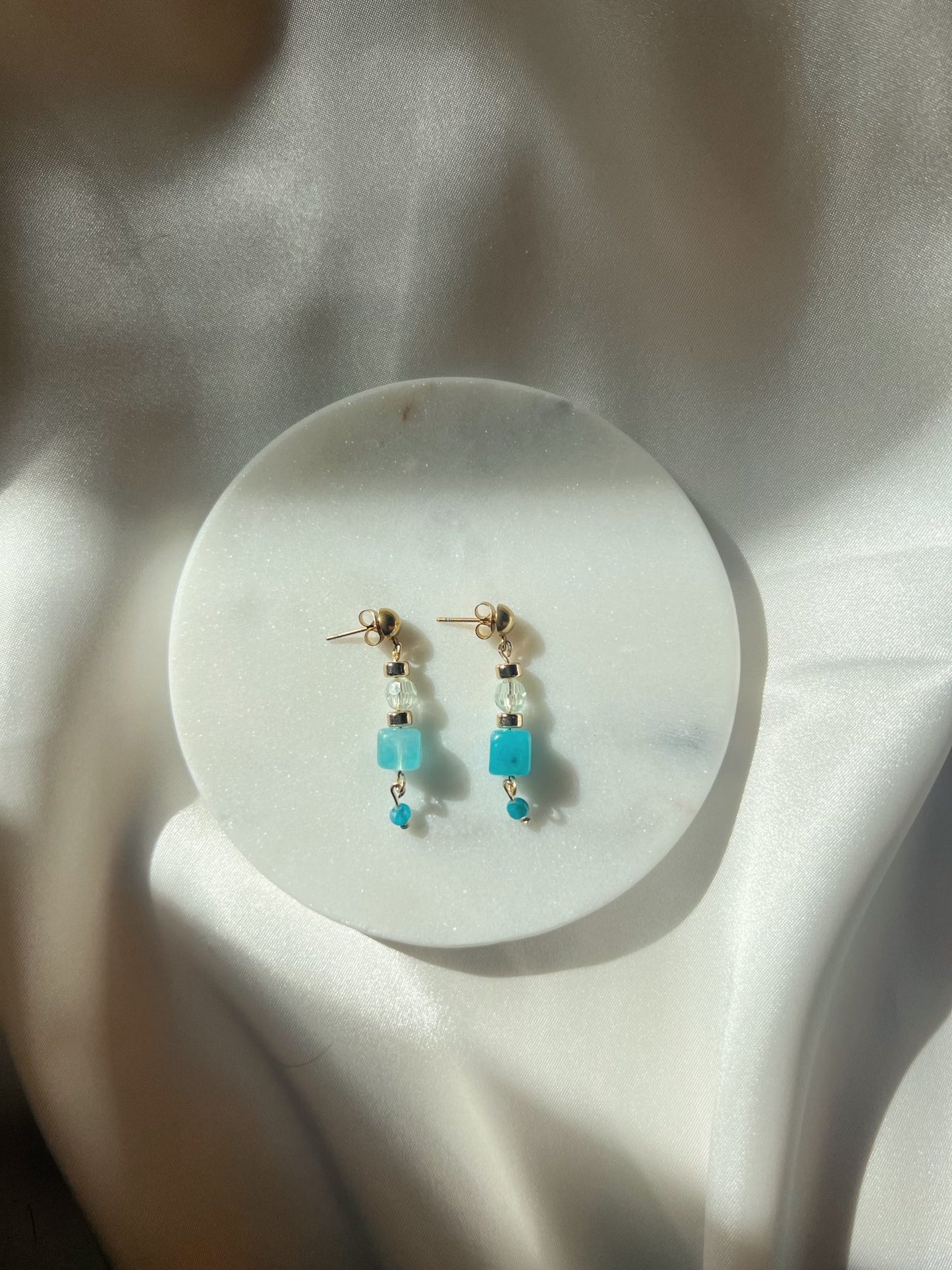 Aqua Charm Drop Earrings